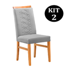 Kit 2 Cadeiras De Jantar Estofada Cinza Em Veludo Merkezi