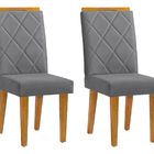 Kit 2 Cadeiras De Jantar Estofada Diana Pés Em Madeira - Cinza