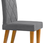 Kit 2 Cadeiras De Jantar Estofada Diana Pés Em Madeira - Cinza
