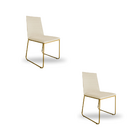 Kit 2 Cadeiras De Jantar Estofada Lille Base Gold Veludo Bege