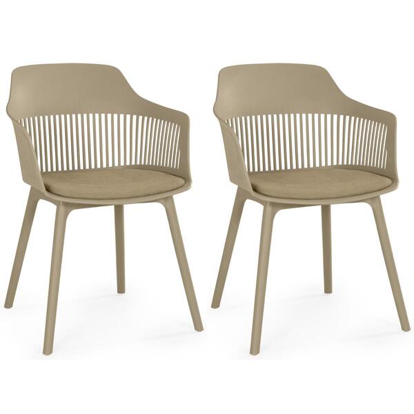 Kit 2 Cadeiras De Jantar Estofada Marcela - Nude Escuro