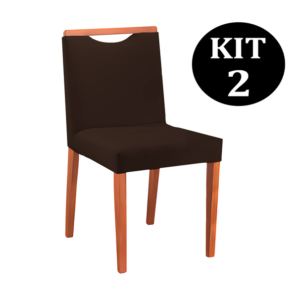 Kit 2 Cadeiras De Jantar Estofada Marrom Em Veludo Edam