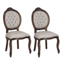 Kit 2 Cadeiras De Jantar Estofada Medalhão Entalhada Cappucci