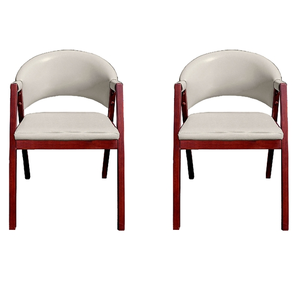 Kit 2 Cadeiras De Jantar Estofada Tecido Facto Bege Madeira M