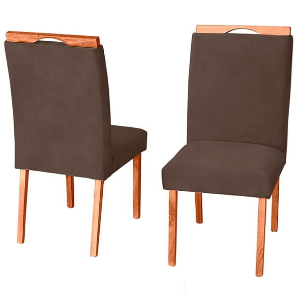 Kit 2 Cadeiras De Jantar Estofada Veludo Madeira Maciça Heloí