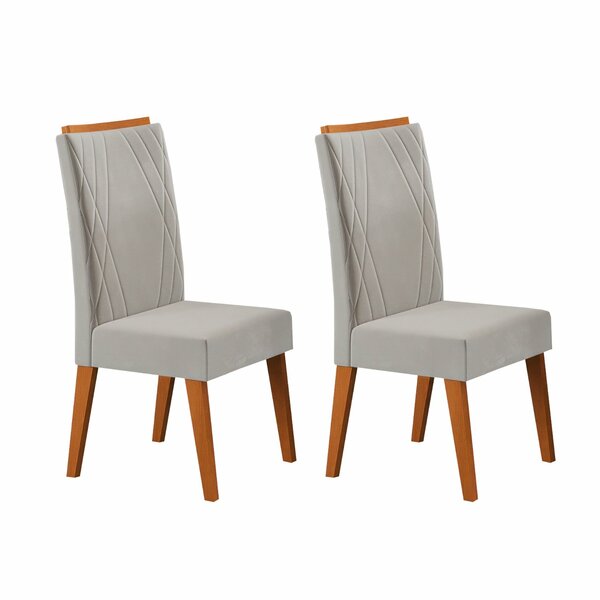Kit 2 Cadeiras De Jantar Estofadas Em Madeira Maciça Vegas Ye