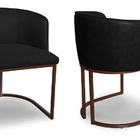 Kit 2 Cadeiras De Jantar Florença Compose Linho Preto E Couri