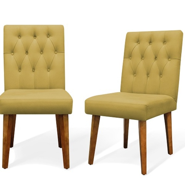 Kit 2 Cadeiras De Jantar Gabi Suede Amarelo - Meu Lar Decoraç