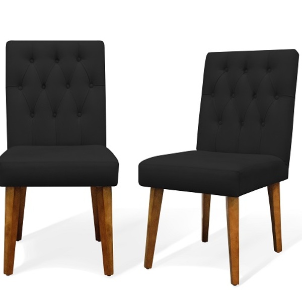 Kit 2 Cadeiras De Jantar Gabi Suede Preto - Meu Lar Decorações