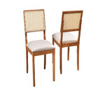 Kit 2 Cadeiras De Jantar Helena Madeira Maciça Com Rattan Nat