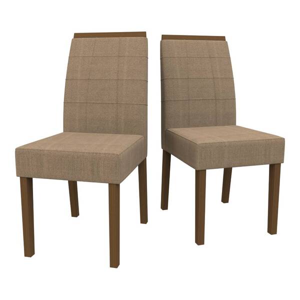 Kit 2 Cadeiras De Jantar Isis Suede Amêndoa Cappuccino Tana D