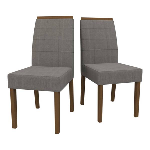 Kit 2 Cadeiras De Jantar Isis Veludo Amêndoa Grafite Tana Dec