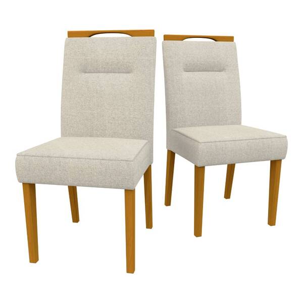 Kit 2 Cadeiras De Jantar Itália Linho Ypê Bege Bnn Decor