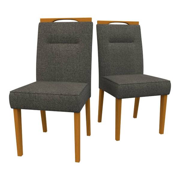 Kit 2 Cadeiras De Jantar Itália Linho Ypê Cinza Escuro Tana D