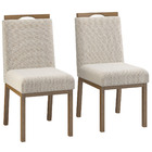 Kit 2 Cadeiras De Jantar Laura Com Puxador Tecido Linho Cru M
