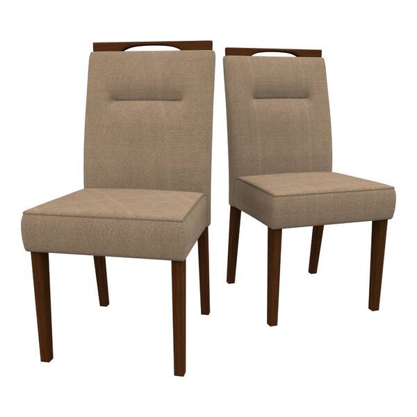 Kit 2 Cadeiras De Jantar Lectus Suede Amêndoa Cappuccino Bnn