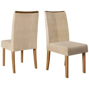 Kit 2 Cadeiras De Jantar Lucila Suede Carvalho Europeu Nude Tana Decor