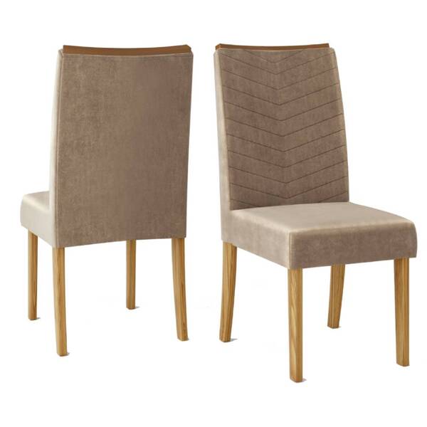 Kit 2 Cadeiras De Jantar Lucila Veludo Carvalho Europeu Caqui