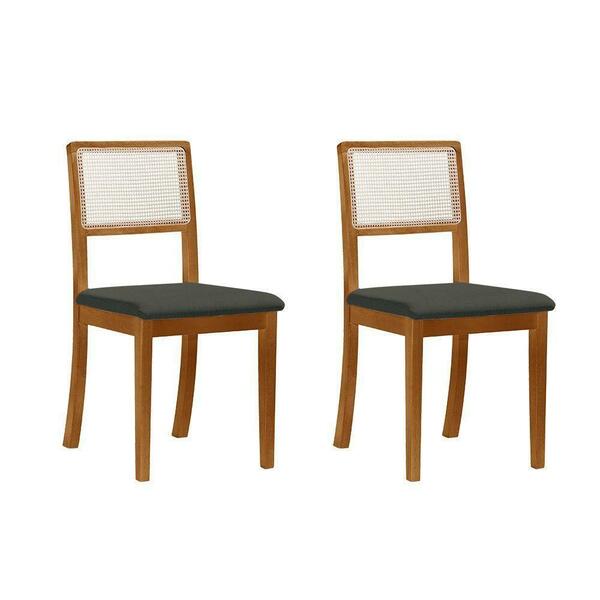 Kit 2 Cadeiras De Jantar Luxo Madeira Maciça Mel Encosto Teli