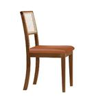 Kit 2 Cadeiras De Jantar Luxo Palha Estofadas Couro Pu Carame