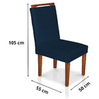 Kit 2 Cadeiras De Jantar Lyon Suede Azul Marinho Pés Castanho