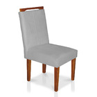 Kit 2 Cadeiras De Jantar Lyon Suede Cinza Pés Castanho - Pall