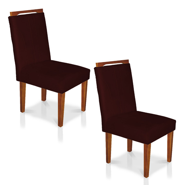 Kit 2 Cadeiras De Jantar Lyon Suede Pés Castanho - Pallazio -