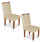 Kit 2 Cadeiras De Jantar Lyon Suede Pés Castanho - Pallazio -