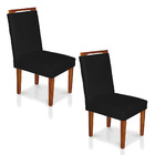 Kit 2 Cadeiras De Jantar Lyon Suede Preto Pés Castanho - Pall