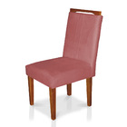 Kit 2 Cadeiras De Jantar Lyon Suede Rosê Pés Castanho - Palla