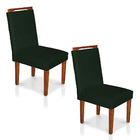 Kit 2 Cadeiras De Jantar Lyon Suede Verde Pés Castanho - Pall