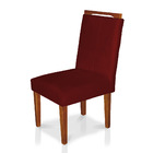 Kit 2 Cadeiras De Jantar Lyon Suede Vermelho Pés Castanho - P