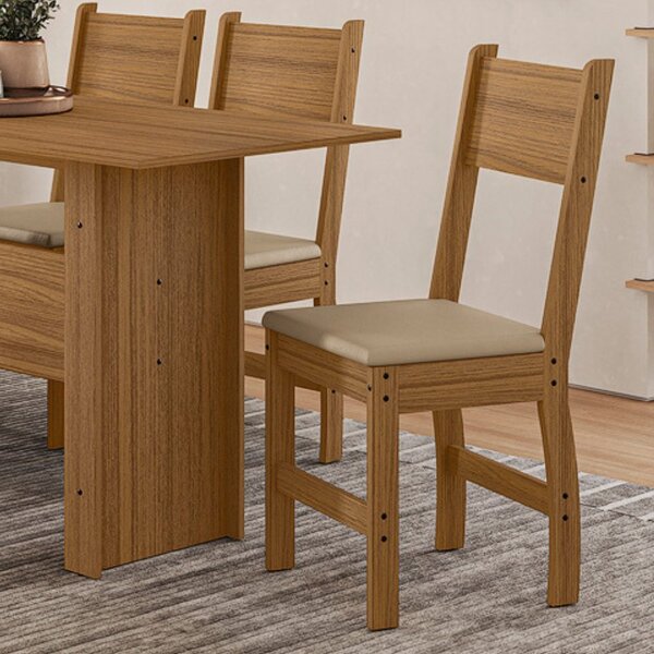 Kit 2 Cadeiras De Jantar Mdf Milano Carvalho/savana