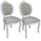 Kit 2 Cadeiras De Jantar Medalhão Entalhada Branco Fosco E Li