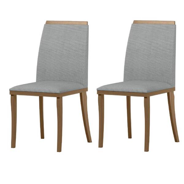 Kit 2 Cadeiras De Jantar Napoli Linho Amêndoa Cinza Bnn Decor