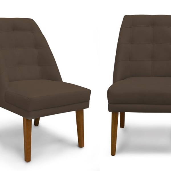 Kit 2 Cadeiras De Jantar Paris Suede Marrom - Meular Decor