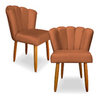 Kit 2 Cadeiras De Jantar Pétala Estofada Pés Palito Veludo -