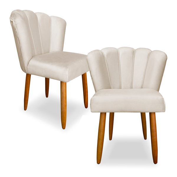 Kit 2 Cadeiras De Jantar Pétala Estofada Pés Palito Veludo Be