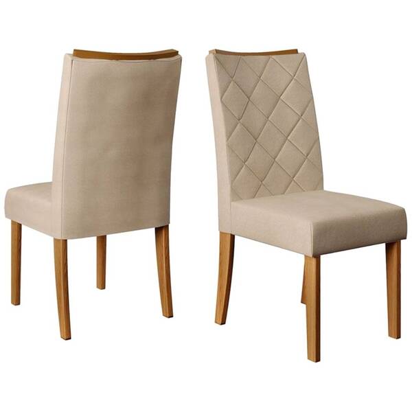 Kit 2 Cadeiras De Jantar Sara Suede Carvalho Europeu Nude Tan