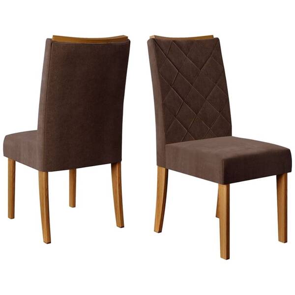 Kit 2 Cadeiras De Jantar Sara Veludo Carvalho Europeu Marrom