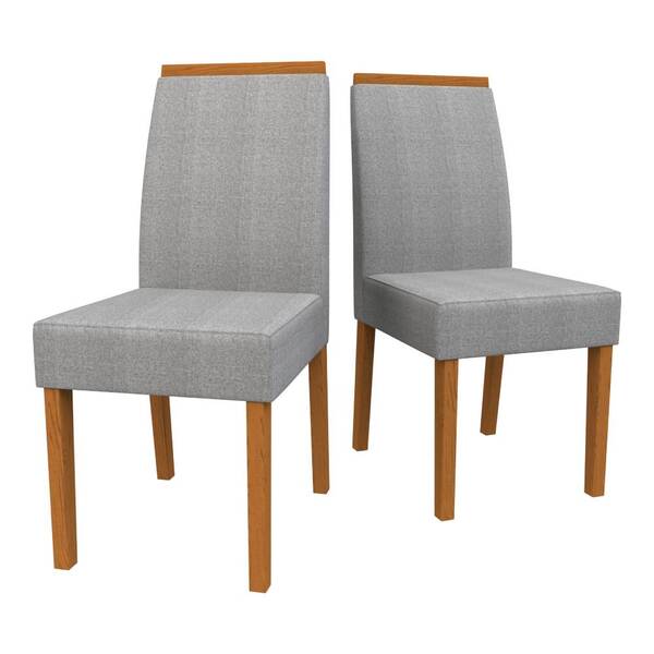 Kit 2 Cadeiras De Jantar Veneza Linho Ypê Cinza Bnn Decor