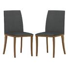 Kit 2 Cadeiras De Jantar Vicenza Linho Amêndoa Cinza Escuro B