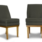 Kit 2 Cadeiras De Jantar Virgínia Base Madeira Linho Grafite