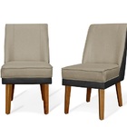 Kit 2 Cadeiras De Jantar Virgínia Composê Linho Castor E Cour