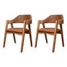 Kit 2 Cadeiras De Madeira Maciça Tauari, Estofada E Braço Com