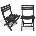 Kit 2 Cadeiras De Plástico Dobrável Bistrô Preta Com Encosto