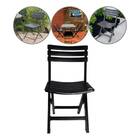 Kit 2 Cadeiras De Plástico Dobrável Bistrô Preta Com Encosto