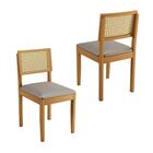 Kit 2 Cadeiras Decorativa Jade Encosto Em Tela Madeira Maciça