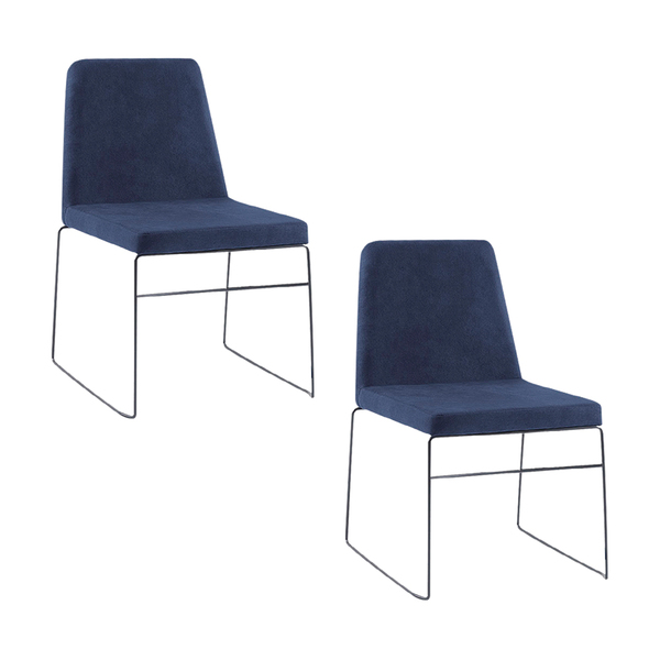 Kit 2 Cadeiras Decorativa Sala De Jantar Anne Linho Azul Mari