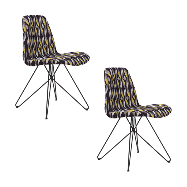 Kit 2 Cadeiras Decorativa Sala De Jantar Base De Aço Meyer Su